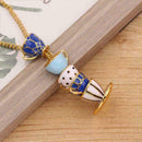Women Long Necklace Enamel Glaze Cup Pendant Sweater Nice Accessories M5W3 H8M2