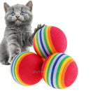 10pcs Rainbow Ball Pet Cat Kitten Soft Play Tennis Balls Activity Fun Chew Toys