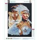 5D Tribal Leader Embroidery Diamond Painting Animal Cross Stitch Home Decor