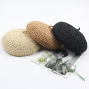 New Fashion Beret Adjustable Straw Beret Female Straw Hat Retro Literary So