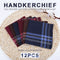 12 Pcs 37*37 cm Mens Handkerchiefs Gentlemens Hankies Cotton Blend Plaid Hanky