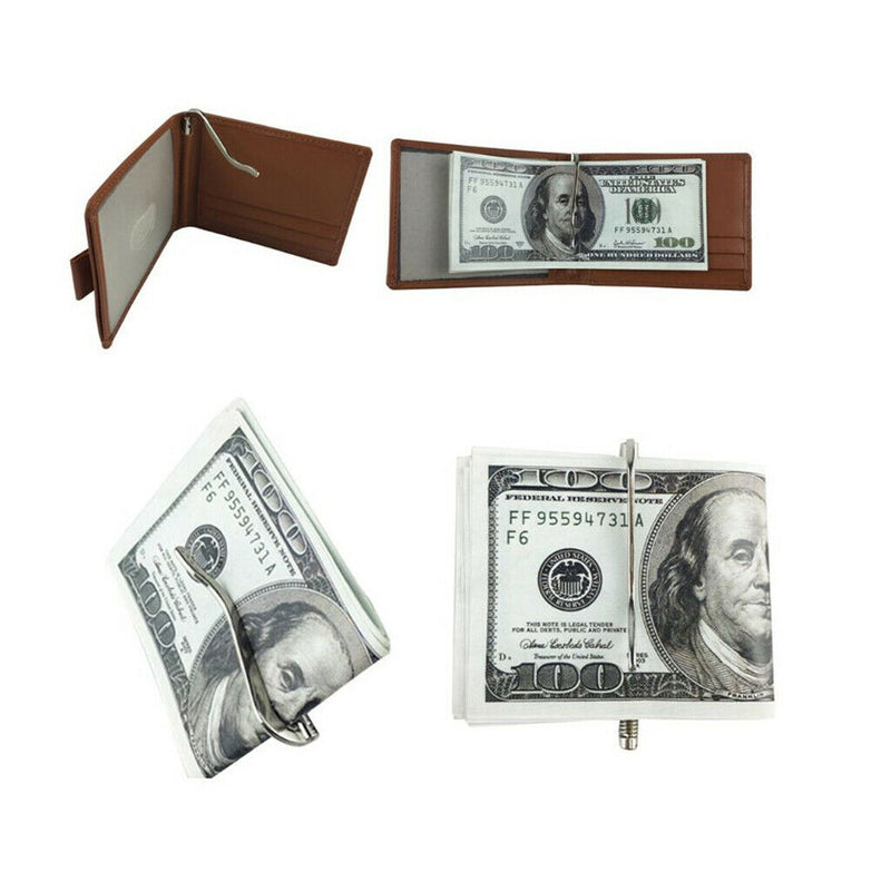 Leather Spring Money Clip Bar