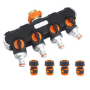4 Way Garden Hose Splitter Adapter & 3/4" Connector Set for Outdoor Faucet