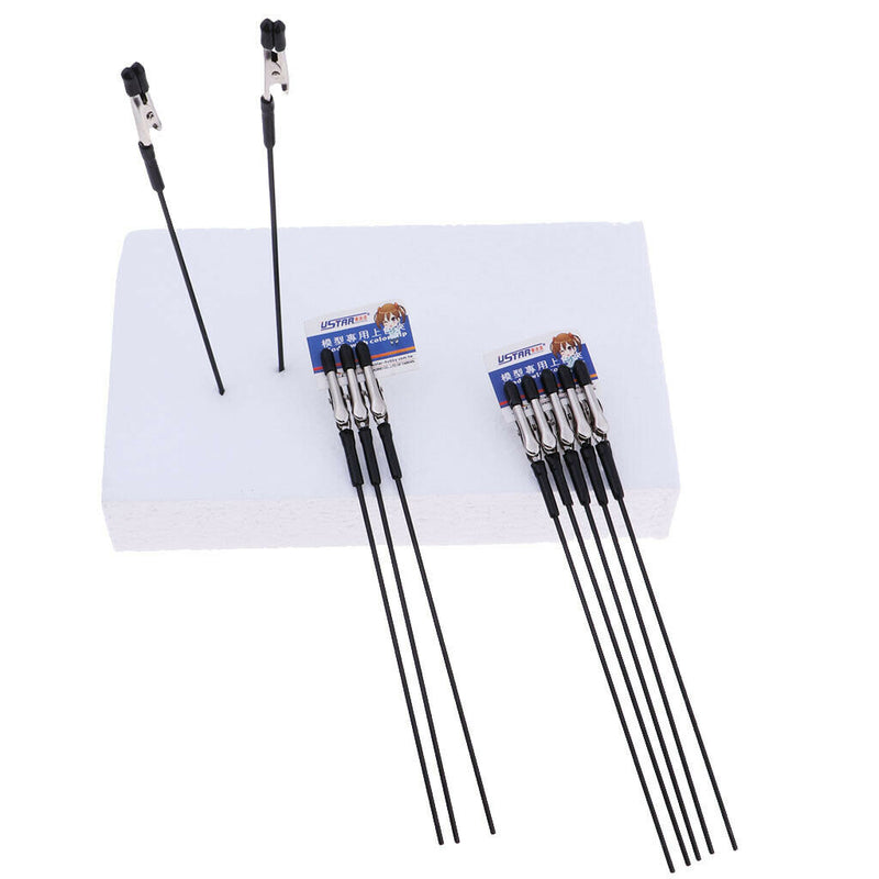 10pcs Alligator Clip Clamp Wrapped Iron Stick & Foam Base Set DIY Craft Tool