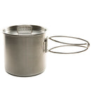 Stainless Camping Backpacking Cup Pot Cook Set With Vented Lid Folding Hand