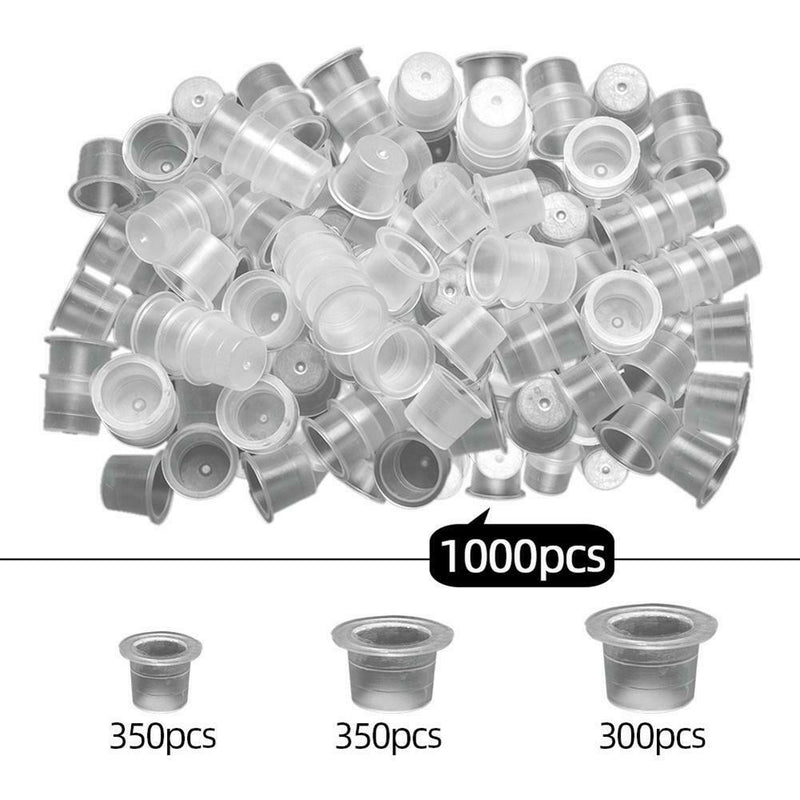 1000pcs Plastic Disposable Tattoo Ink Cap Mix Size Pigment Holder Container A
