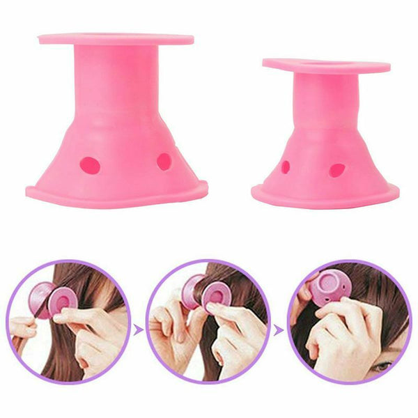 Hair Rollers X 24- Effortless - Heat Free - Hair Styling - Pink Silicone -  W5C8