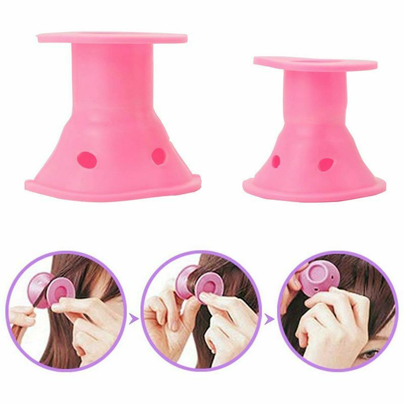 Hair Rollers X 24- Effortless - Heat Free - Hair Styling - Pink Silicone -  W5C8