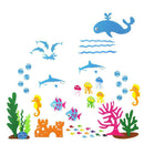 Marine Cartoon Wall Stickers Fish Coral Shark Dolphin Kindergarten Nursery Decor