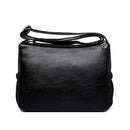 Retro Women Shoulder Bag Multi-zipper Big Capacity Crossbody Pouch (Black)