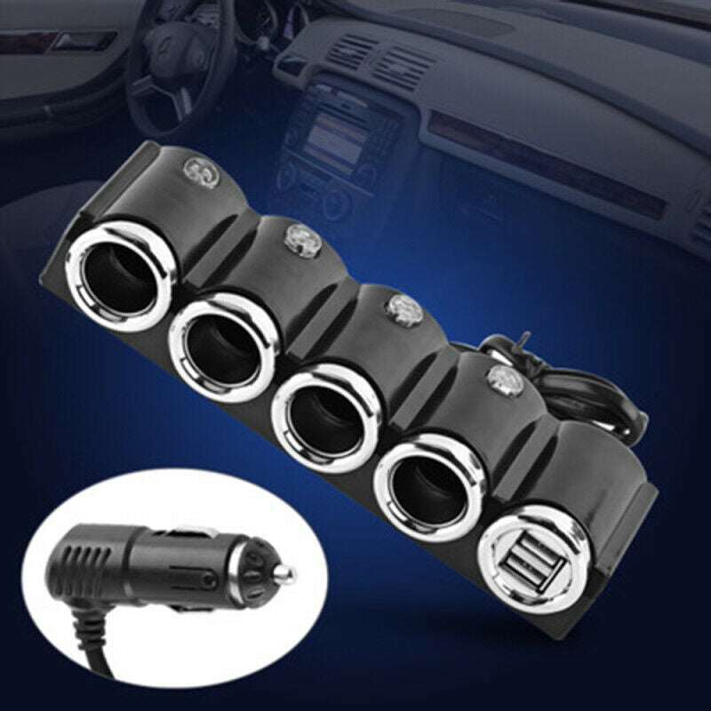 Car Dual USB One For Four Belt Switch Car Cigarette Lighter Charger Double NTC