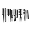 10Pcs Black Pro Salon Hair Styling Hairdressing Plastic Barbers Brush Combs
