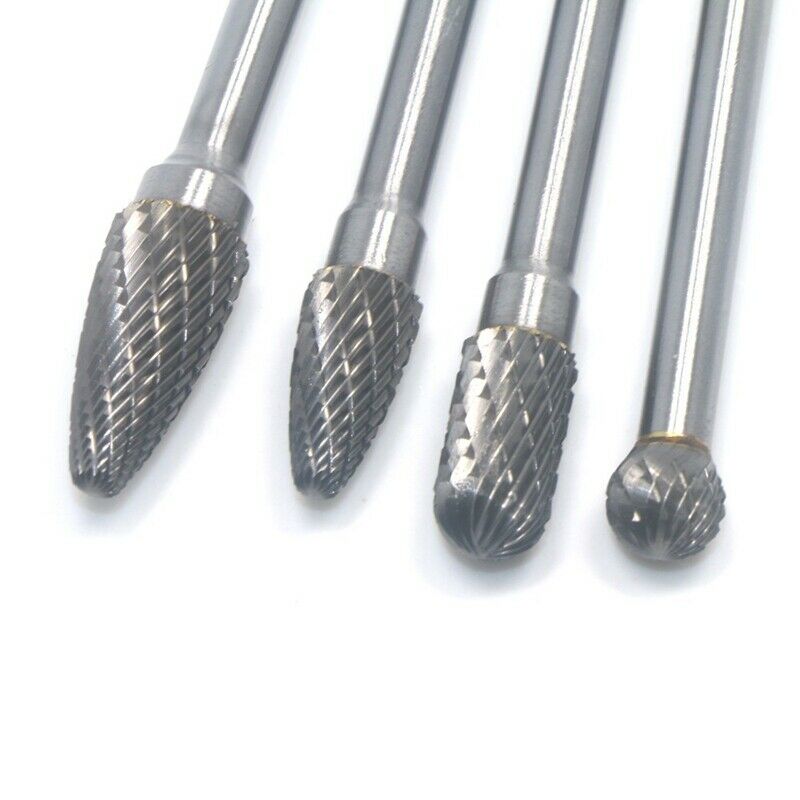 4Pcs Long Reach Rotary Burr Double Cut Tungsten Carbide Bit 1/4 Inch Shank  U7P2