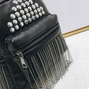 Retro Tassel Shoulder Small Backpack Korean Soft Leather Personality Ladies