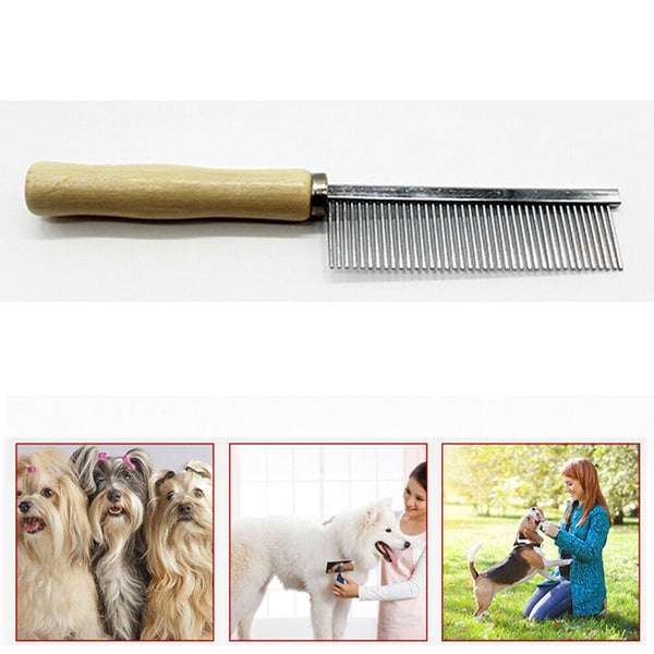 Pet Hair Grooming Trimmer Rake Comb Dog Cat Steel Pins Cleaning Brush #gib