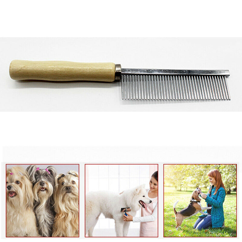 Pet Hair Grooming Trimmer Rake Comb Dog Cat Steel Pins Cleaning Brush