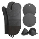 Silicone Oven Mitts and Pot Holders Heat Resistant with Cotton Quilted Liner