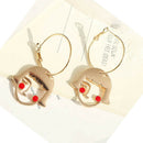 Cartoon Girl Face Outline Alloy Drop Earrings Originality Jewelry