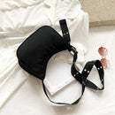 Nylon Women Shoulder Bag Female Street Crossbody Handbag Pouch (Black)
