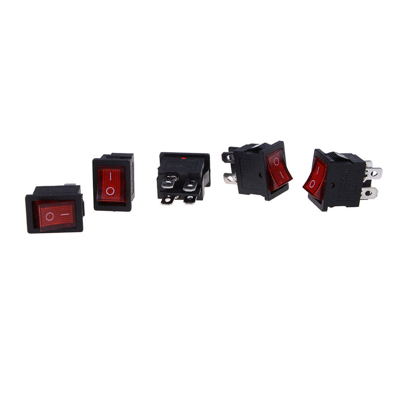 5pcs LED  4PIN ON/OFF Boat Rocker Switch 6A/250V 10A/125V Car Dash Red&lJ Tw