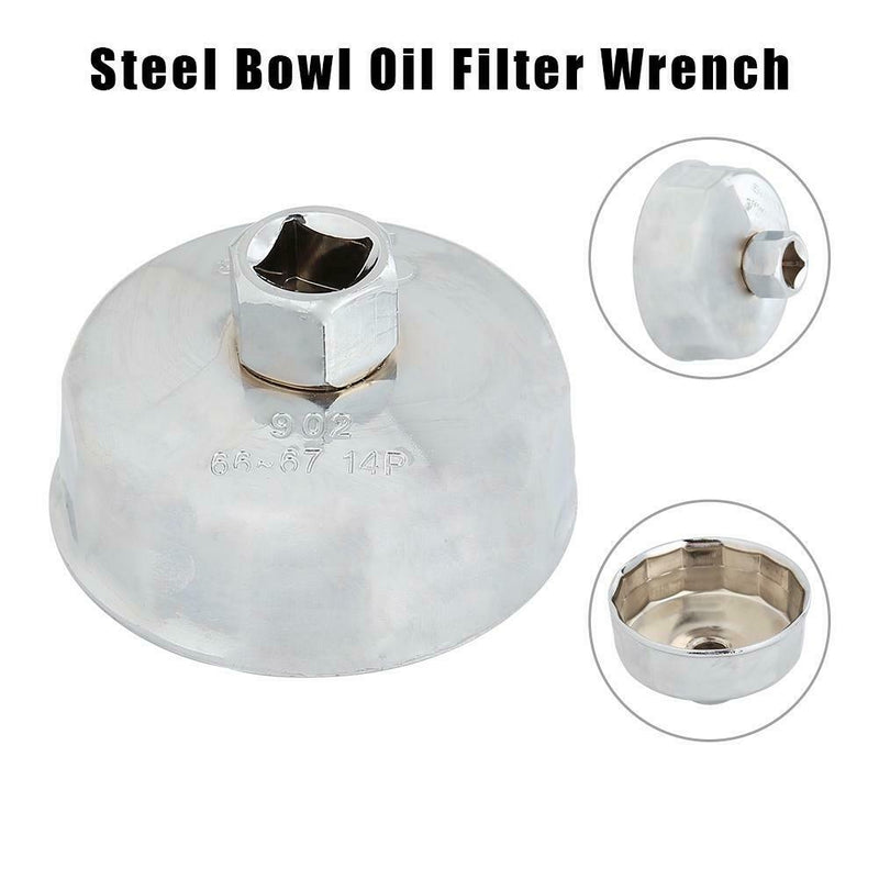1/2 Square Drive 67mm 14 Flutes Cap Oil Filter Wrench Socket Remover Tool