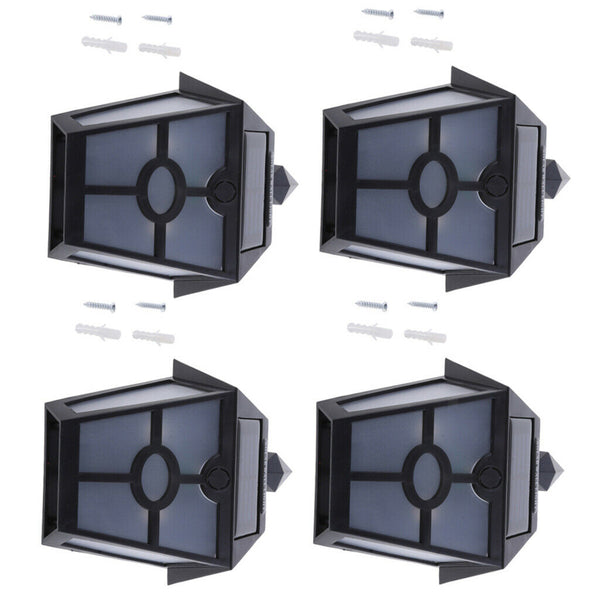 4 Pcs Solar Powered Outdoor Garden Fence Wall Light LED Outdoor Garden Lamp