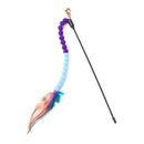 Cat Teasing Stick Colorful Pompom Feather Wand Fun Pet Teaser Rod Toys (04) A