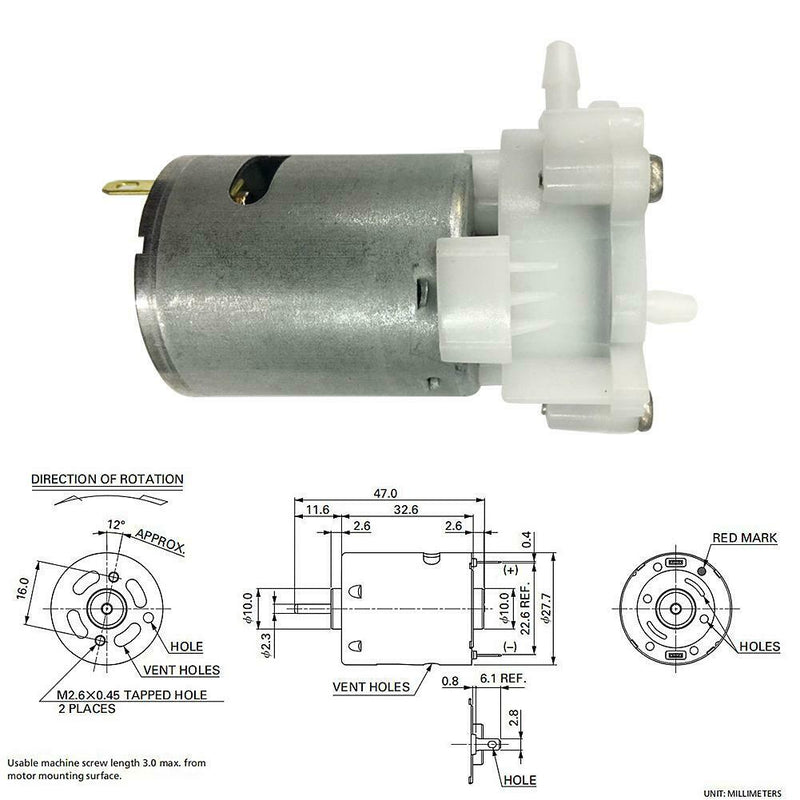 RS-360 DC 3-12V Gear Pump Self-priming Motor Mini Micro Water Pump Oil Pump