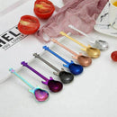 6 Pcs Coffee Teaspoons Guitar Spoon,Stainless Steel Colorful Dessert Spoon  L3F8