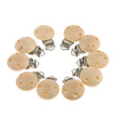 10 Pcs Baby Pacifier & Soother Clips Natural Wooden 3 Holes Teat Clips