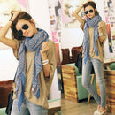 Blue Long Soft Printed Ladies Large Long Women Lady Sarong Scarf Wrap Scarves