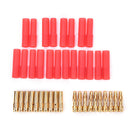 10pack HXT 4mm bullet banana plugs with red housing for RC connector AM-1009CM7â€”