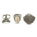 3 Pcs/Set Women Carved Sea Shell Ring Set Knuckle Rings Boho Beach Jewelry  D9Y6