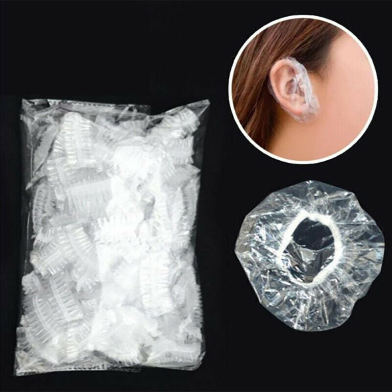 200x Disposable Clear Bath Shower Dye Shampoo Water Ear Protector Cover Caps