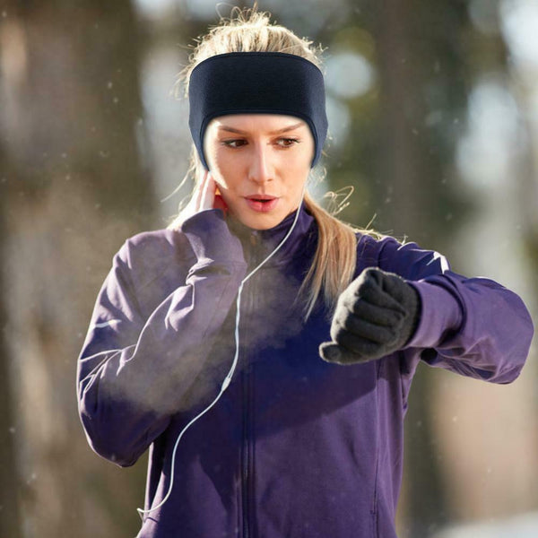 Outdoor Fleece Ponytail Headband Yoga Running Fitness Sweatband (Navy Blue) A#S