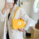 Women Nylon Handbag Flower Portable Totes Girl Travel Shoulder Bag (Yellow) A
