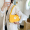 Women Nylon Handbag Flower Portable Totes Girl Travel Shoulder Bag (Yellow) A