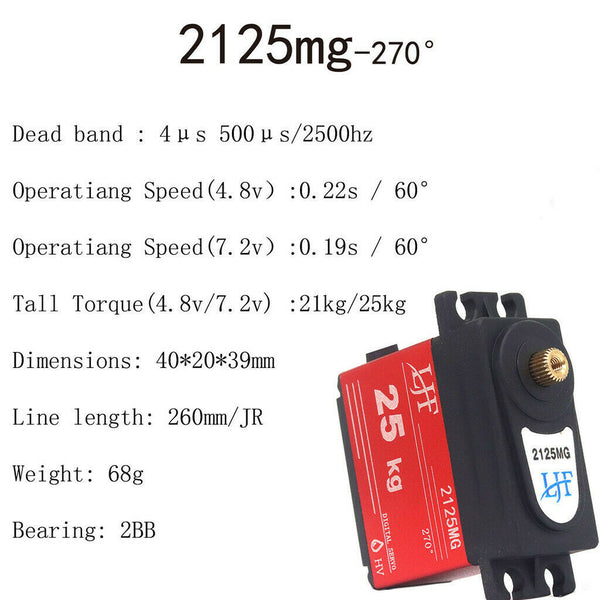 25KG Servo Motor Waterproof High Torque Servo, Metal Gear Digital Servo,