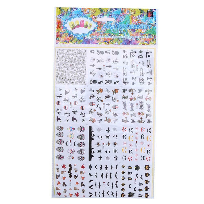 12 sheets Manicure Halloween Water Transfer Nail Art Decoration Stickers A