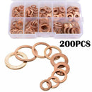 200X Flat Ring Gasket Set Assorted Solid Copper Car Crush Engine Seal Q9A2