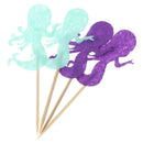 39pcs Mermaid Cupcake Toppers Ocean World Cake Picks for Birthday Party Decor ME
