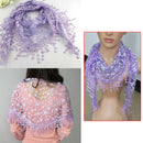 Women Girls Purple Lace Tassel Scarf Hijab Scarves Shawl Cowl Triangle She TDM