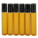 Refillable Aromatherapy Essential Oils Roll On Bottles, 6 Pack, Glass + Plastic