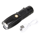P90 Outdoor Camping Flashlight USB Rechargeable 400LM Zoom Waterproof Torch