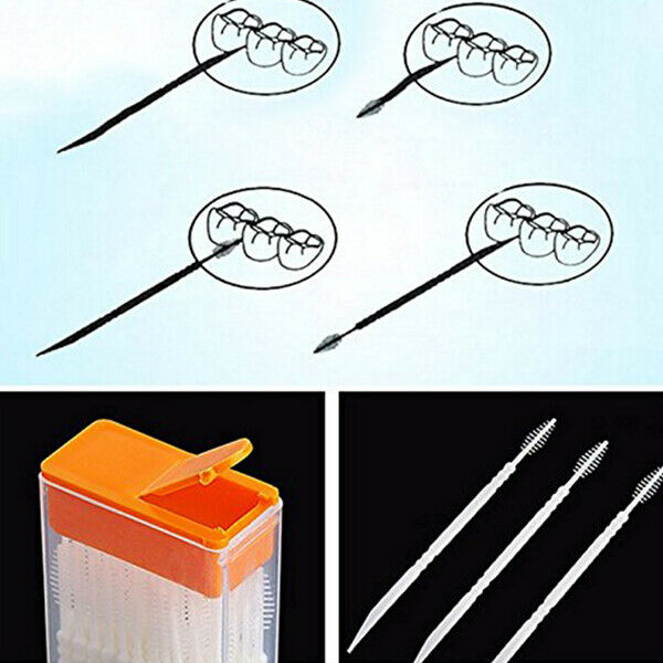 50 Pcs Plastic Toothpicks 2 Way Tooth Picks Interdental Brush Cleaners Port T3X8