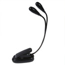 Black Clip on 2 Dual Arms 2 LED Flexible Book Music Stand Light Lamp