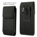 For 5.5 Inch Phone Belt Bag Black Flip Holder Pouch Universal w/ Carabiner Hook