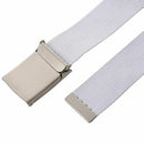 Unisex Plain Webbing Canvas Metal Buckle Belt White