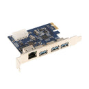 Gigabit Ethernet 3 Port USB 3.0 to PCI-E Card Adapter Converter for Desktop
