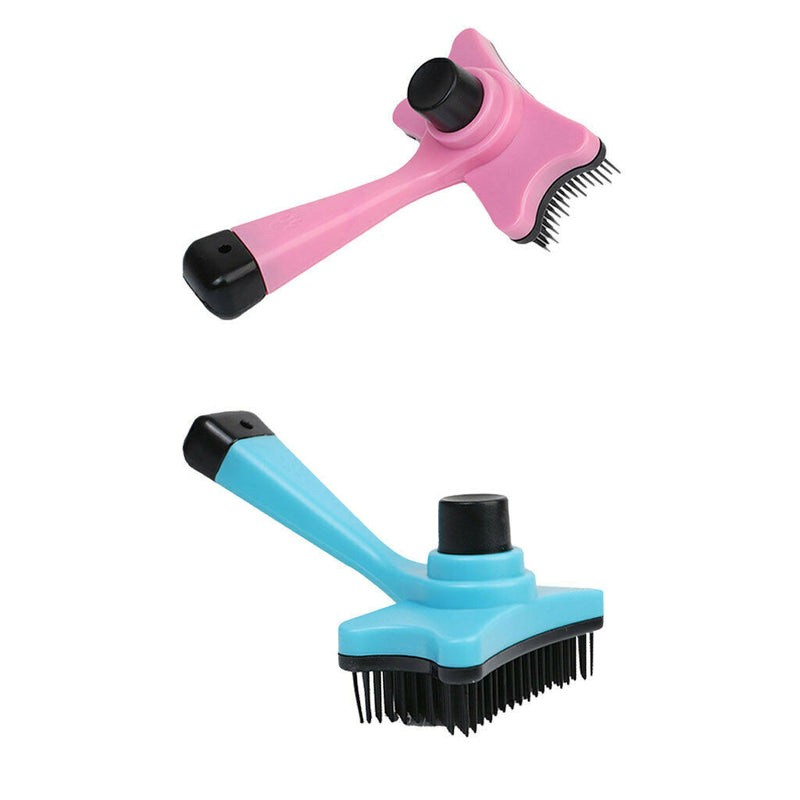 2pcs Pet Dog Cat Puppy Hair Trimmer Comb Brush Slicker Shedding Rake with Push